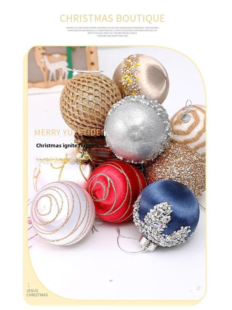 Набор рождественских шаров из расписного шелка 8 см - 9 шт.