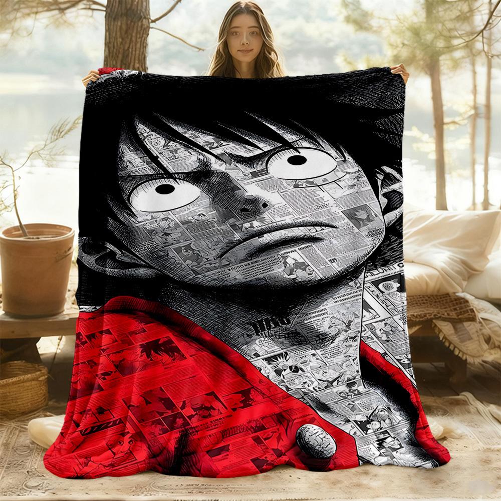 1PC One Piece Luffy Outdoor Flannel Throw Blanket - HD Printed Lightweight Soft Warm All-Season Blanket for Sofa, Bed, Travel - Machine Washable077