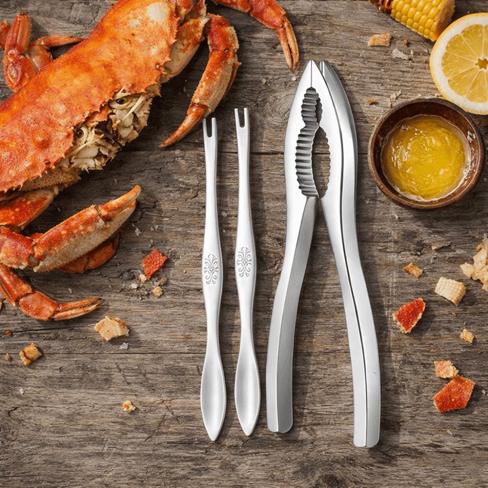 3Pcs/Set Stainless Steel Lobster Crackers and Picks Set Multi-functional Crab Tong Home