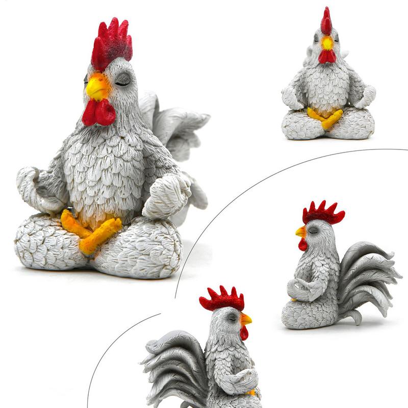 Медитация Петух Статуя Садовая Скульптура Настольное Украшение Креативная Декоративная Фигурка Петух Домашняя Птица Курица Модель