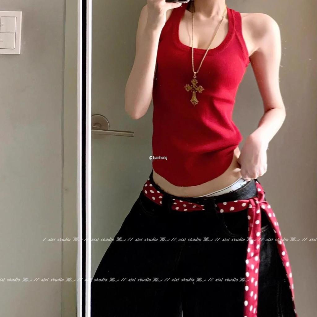 Пикантная девушка Красный в горошек шелковый шарф Пояс/шейная лента Аксессуар