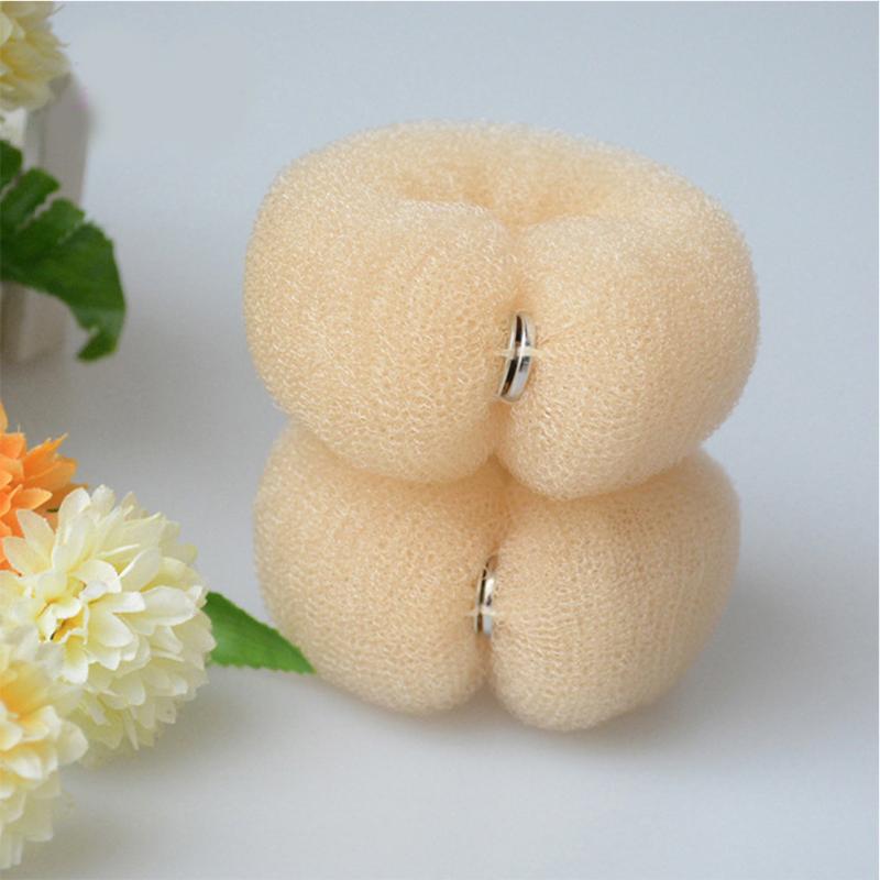 Женское нейлоновое кольцо для волос с пряжкой, сплошной цвет, длинная полоска в форме пончика, булочка, аксессуары для волос