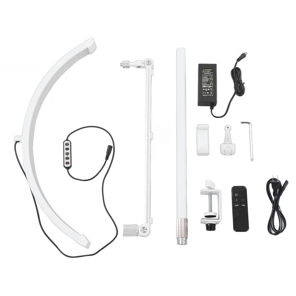 Светодиодный настольный светильник в форме полумесяца 24 дюйма 3200K - 5600K, вращающийся на 360 градусов светильник с телескопической штангой