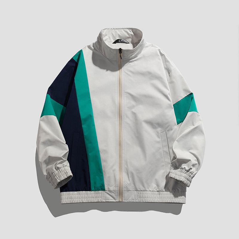 Мужская куртка с воротником-стойкой, японская студенческая контрастного цвета, модная повседневная свободная верхняя куртка, молодежная бейсбольная форма