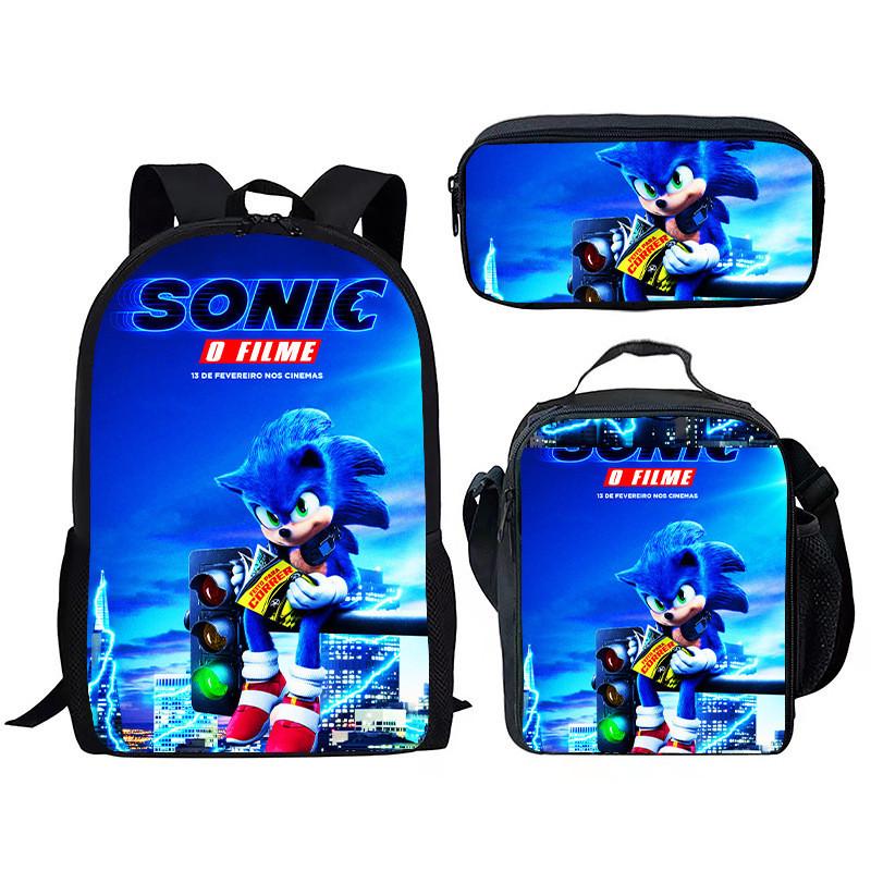 Школьный рюкзак Sonic для детей с дышащей водонепроницаемой тканью Оксфорд и мультяшным принтом для школы