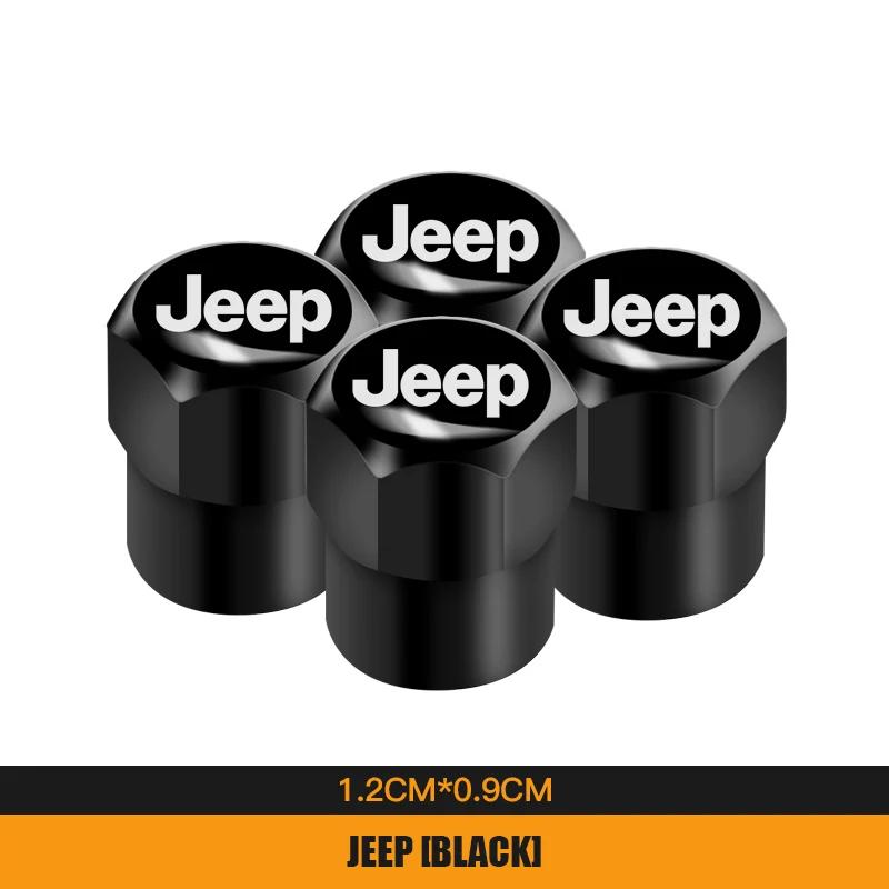 For Jeep 4Pcs Metal Car Wheel Tire Valves Caps Waterproof Dustproof Cover For Jeep Grand Cherokee Wrangler JK Gladiator Compa