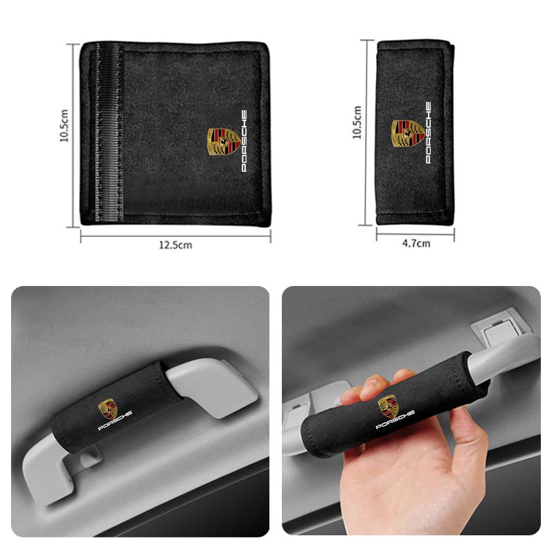 WIIR7 2PCS Suede Car Roof Armrest Pull Protection Cover For Porsche Panamera Cayenne Taycan 911 718 Macan Carrera-GT 928 944 968 944