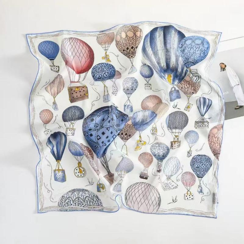 Spring and Summer New 100% Mulberry Silk Georgette Silk Scarf Women's Retro Lazy Chinese Square Scarf Premium Scarf Accessories