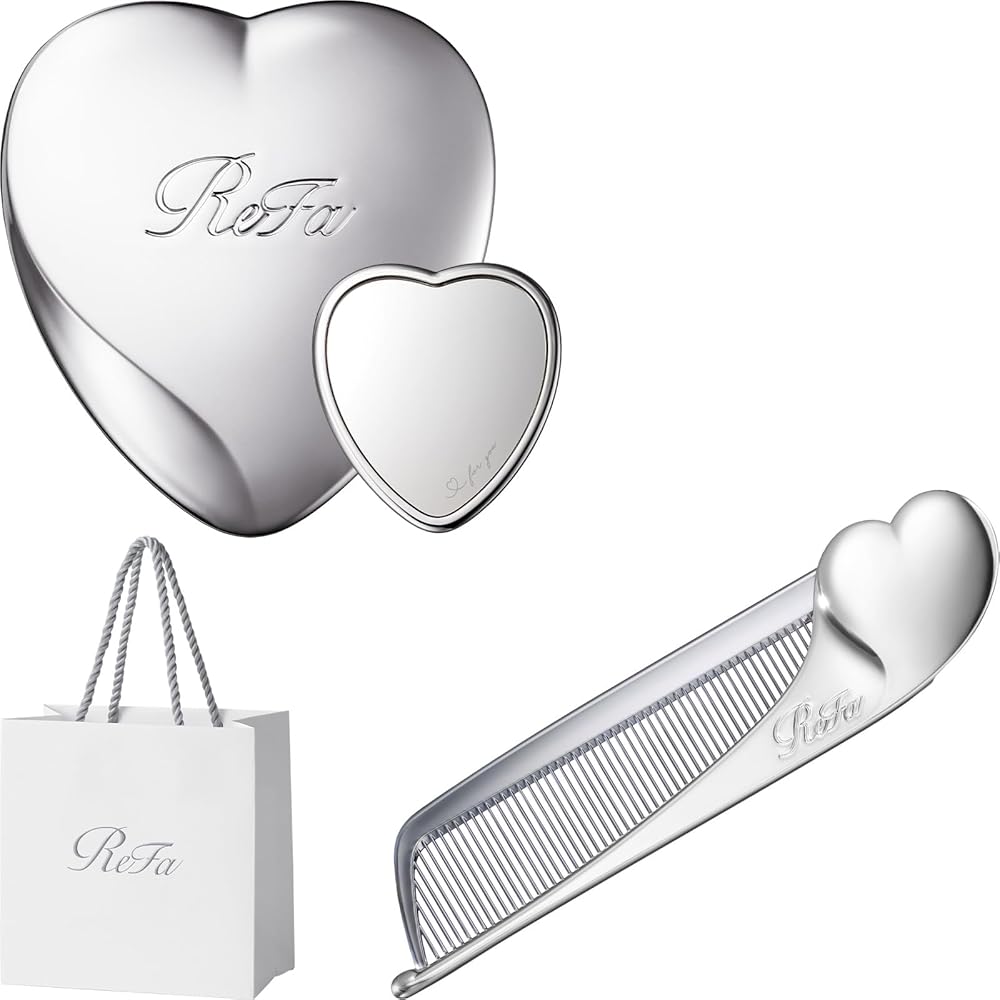 Зеркало ReFa Heart + Расческа ReFa Heart Aira Набор Серебряный + Компактный Дизайн + Стильный + Аксессуары для Красоты