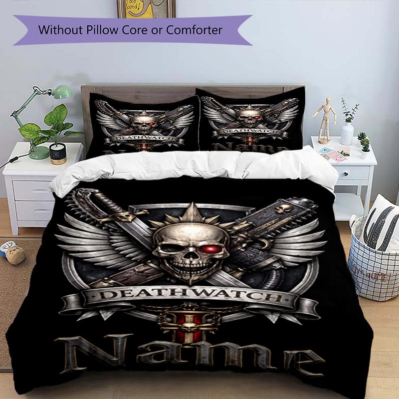 3Pcs Custom Name Warhammer 40K Bedding Set Duvet Cover Closure Includes 1Duvet Cover 2Pillowcases Soft And Comfortable For All Seasons