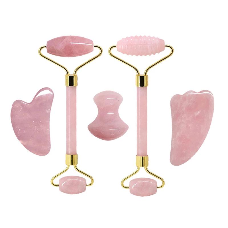Face Jade Roller Rose Quartz Gua Sha Massage Board Facial Lifting Anti Wrinkle Beauty Skin Care Gouache Scraper Stone Massager