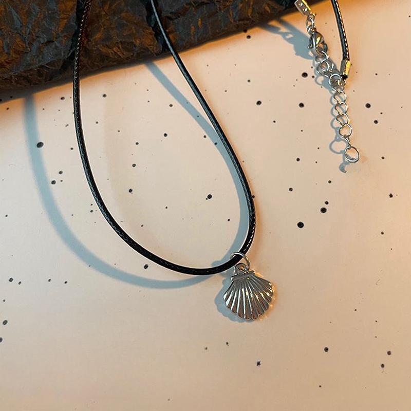 Ретро черная веревка сердце ракушка кулон ожерелье для женщин звезда ключица цепочка ожерелье модные аксессуары подарок