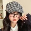 Ретро универсальная кепка, кепка газетчика в клетку «тысяча птиц», для большой окружности головы, подчеркивающая лицо, маленькая кепка художника, осенне-зимняя кепка, женская
