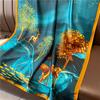 New Simple and Versatile Geometric Fashion Scarf Women's Thin Simulated Silk Shawl Sunscreen Long Large Size Silk