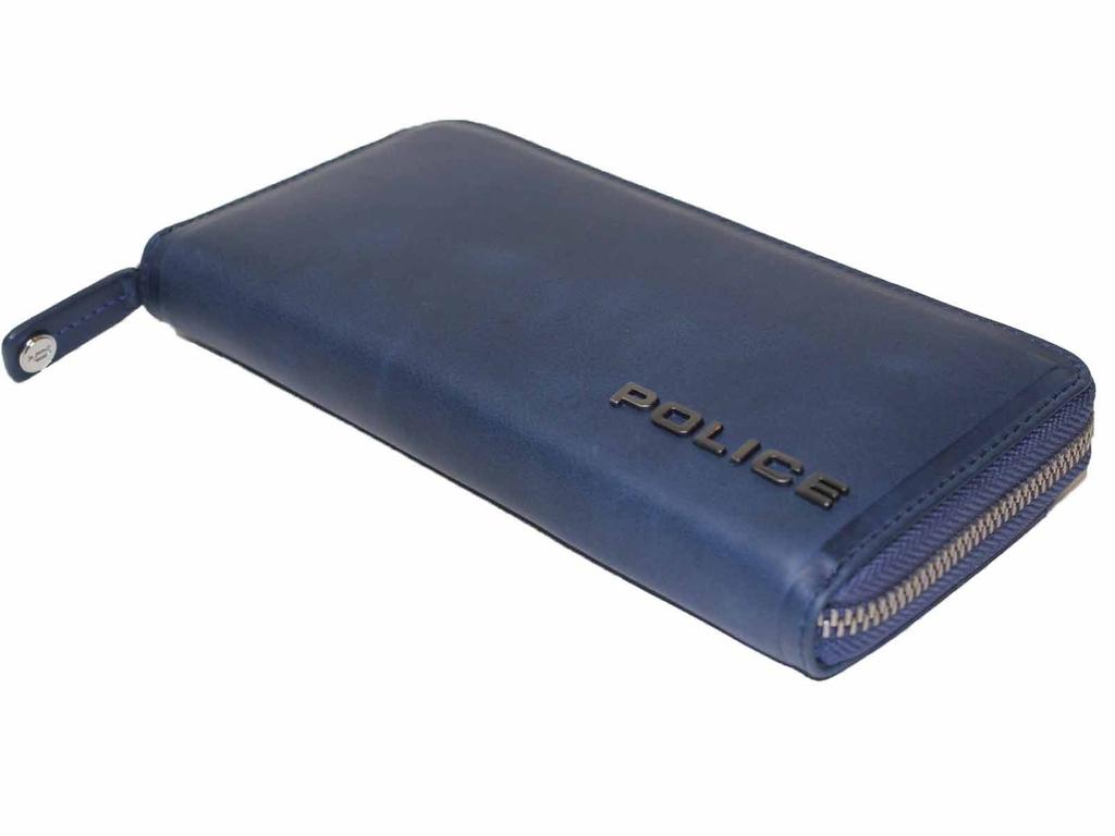 Полицейский длинный кошелек на молнии, мятая кожа, итальянский бренд, роскошный (военно-морской флот)