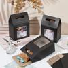 24pcs Rectangle Paper Gift Bags Die Cut Grip Hole Bag with Clear Window Black Finish Product: 13.5x8x19.4cm