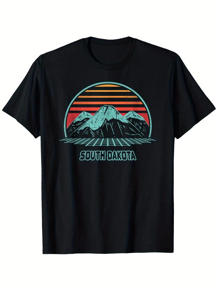 Retro Sunset Mountains South Dakota T-shirt