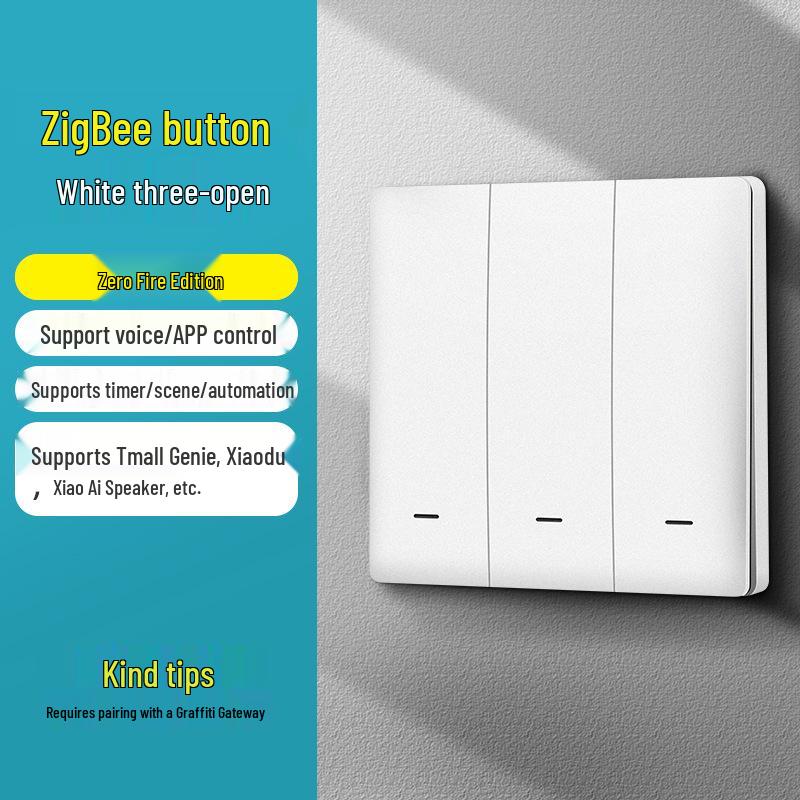 Умный переключатель Zhengshang B1 ZigBee с дизайном граффити - Стандарт ЕС, Совместим с Alexa и Google, Панель голосового дистанционного управления