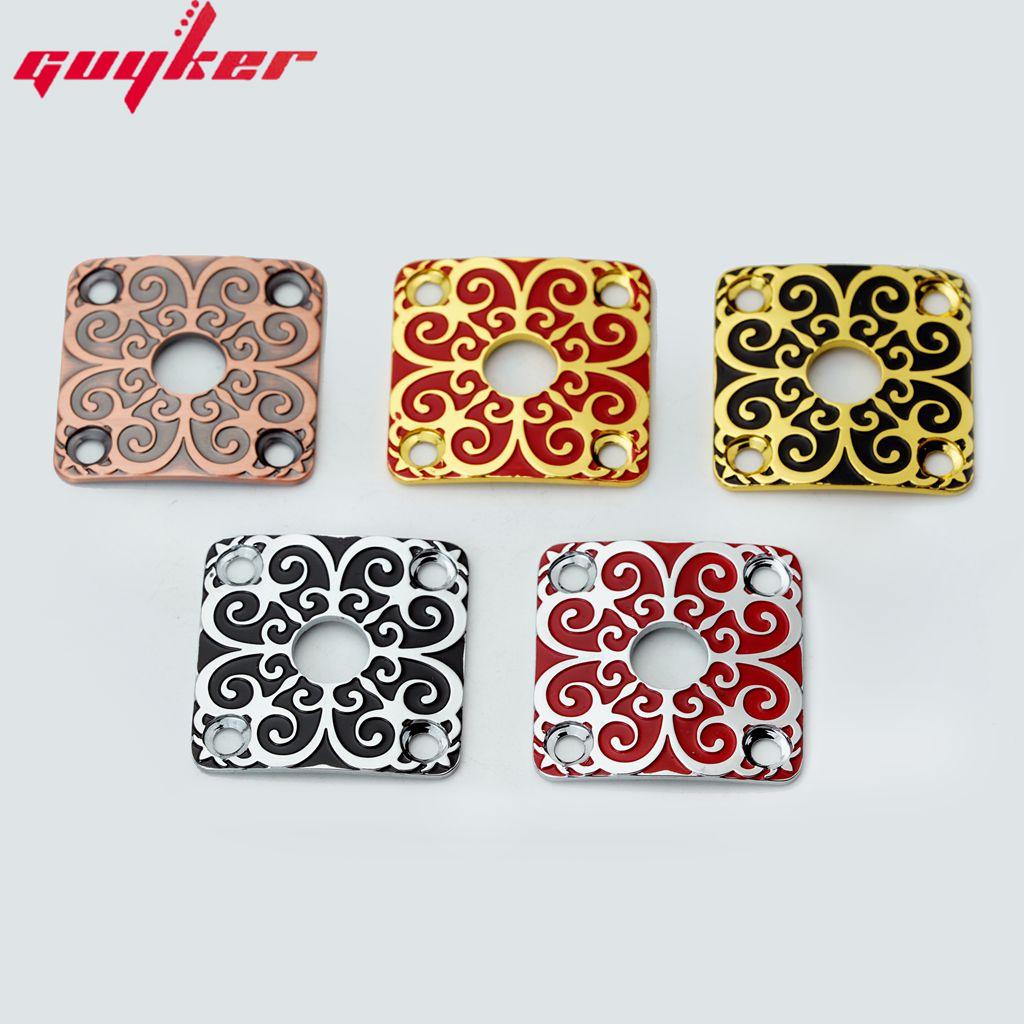1 Piece Square Curved Stainless Steel Jack Plate Surface Pattern For Electric Guitar Bass