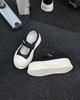 European soft leather big head muffin platform white shoes women's versatile Velcro small man height increase casual Mary Jane shoes
