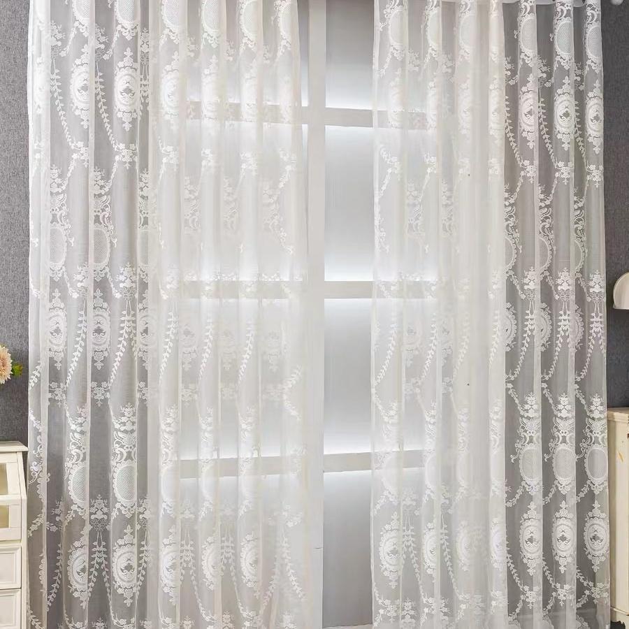 Элегантные полупрозрачные шторы в корейском пасторальном стиле с цветочным рисунком - Полупрозрачные полиэстеровые драпировки, идеально подходящие для декора спальни и гостиной, Шторы