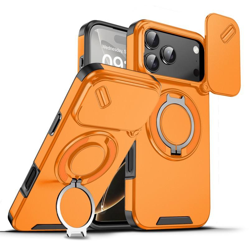 Cross Border Compatible IPhone 17 Promax Phone Case Lead Customer Push Window Magnetic Bracket Apple 16 Anti Drop Protective Cover