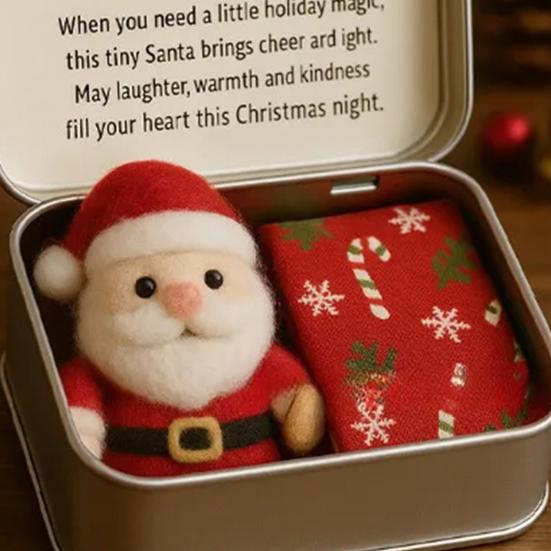 Christmas Pocket Hug Gift Handmade Felt Doll In A Box Little Pocket Hug with Gift Card Thoughtful Gift for Friends Family