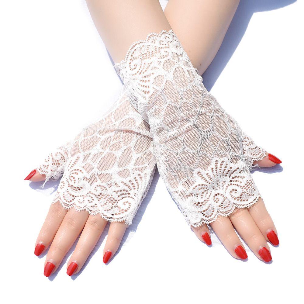 Fishnet Sexy Lace UV-proof Mesh Half Finger Fingerless Gloves Lace Gloves Mittens Driving Gloves
