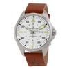 Khaki Aviation Pilot Leather Strap Silver Dial Automatic H64635550 100M Men's Watch
