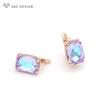 Fashion Colorful Rectangular Crystal Drop Earrings For Women Wedding Jewelry Rose Gold Color Eardrop