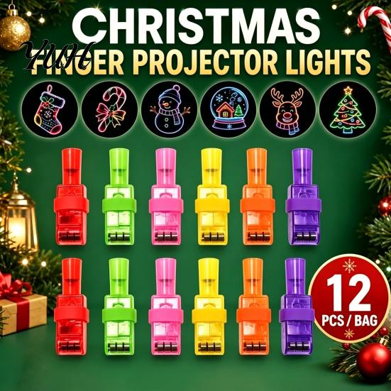 Compact Projector Rings 12 Pcs Halloween Finger Lights, Mini Colorful LED Fun Accessories Pattern Projection Ring for Kids, Goodie Bag Stuffers, Party