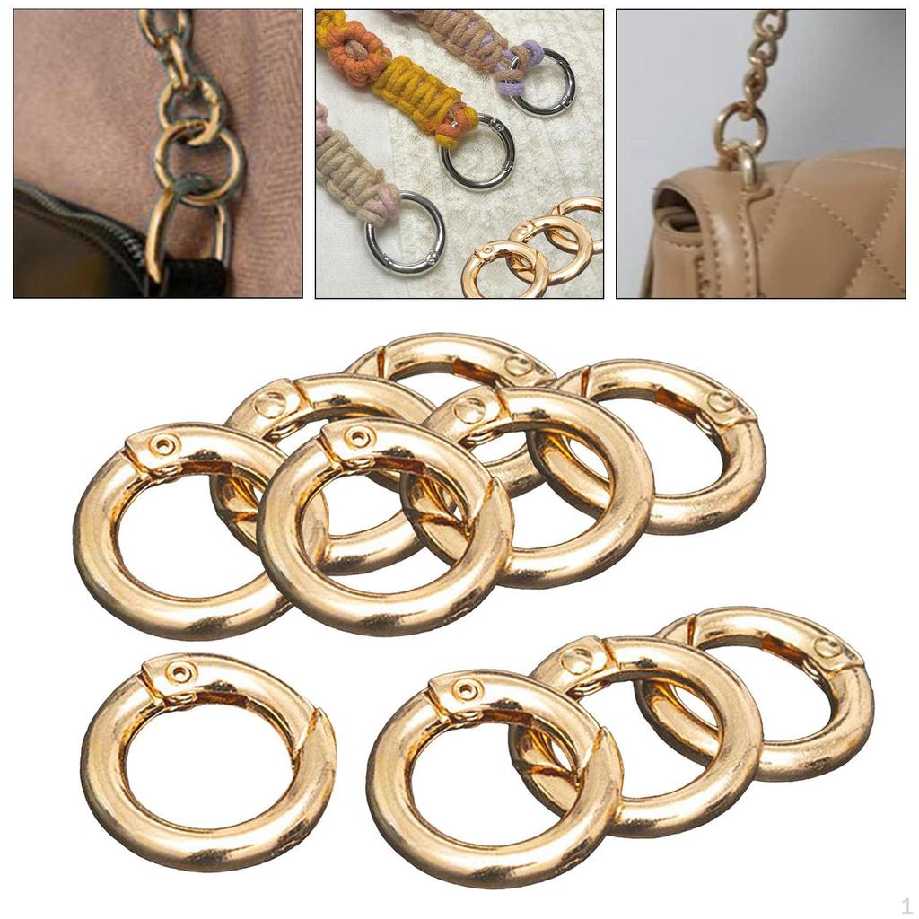 10Pcs Round Spring Snap Hooks Carabiner Keyring Clasp DIY Clip for Keychain Key Purse