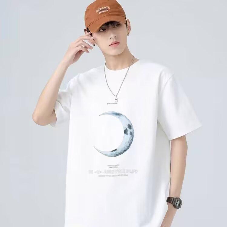 Positive shoulder combed cotton M-5XL men's T-shirt loose fashion versatile tops new
