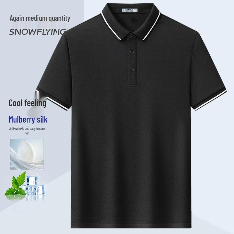 SNOWFLYING Men's Silk-Blend Ice Silk Polo Shirt