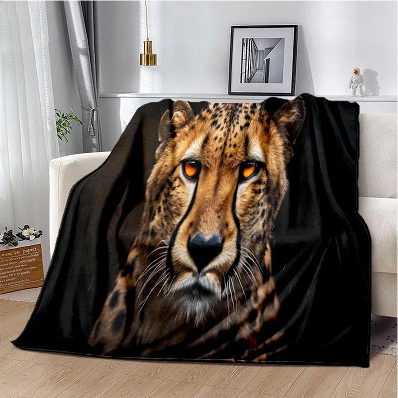 Plush Fleece Beast Animal Roses and Leopard Cheetah Throw Blanket Home Bedroom Bed Sofa Picnic Travel Cover Kid Soft Blanket