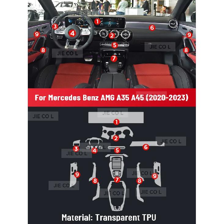 Anti-scratch Car Interior Center Console Media Dashboard Navigation TPU Protector Film For Mercedes benz AMG A35 A45 -