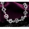925 Sterling Silver Square Zirconium Stone Bracelet, Wedding Fashion Jewelry