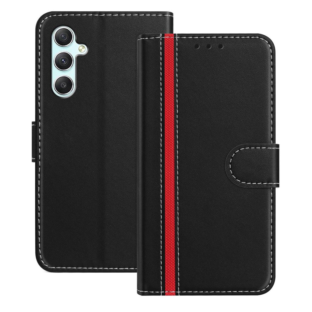 For Samsung Galaxy A34 5G Phone Cases Wallet Stand Color Splicing Leather Cover with Magnetic Clasp