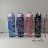 800ML Sports Water Bottle Bow Flower Printed Water Cup Trendy Straw Cup  Gym