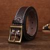 Belt Men's Bison Leather Pattern Belt Men's Genuine Leather Thickened Copper Buckle Personalized Retro Belt Tide