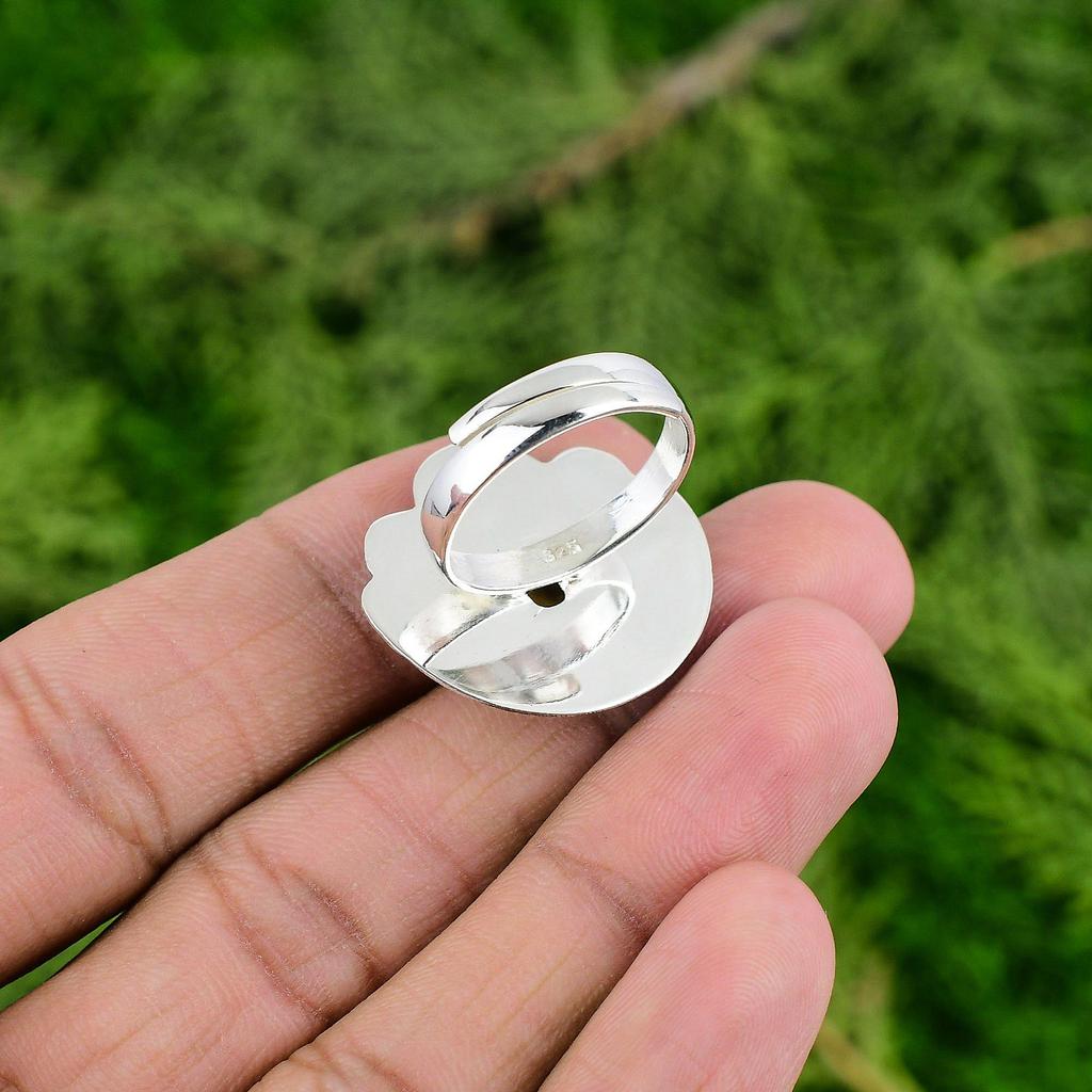 Mothers Day Deal Tigers Eye Stone Sterling Silver Flower Solitaire Ring Jewelry