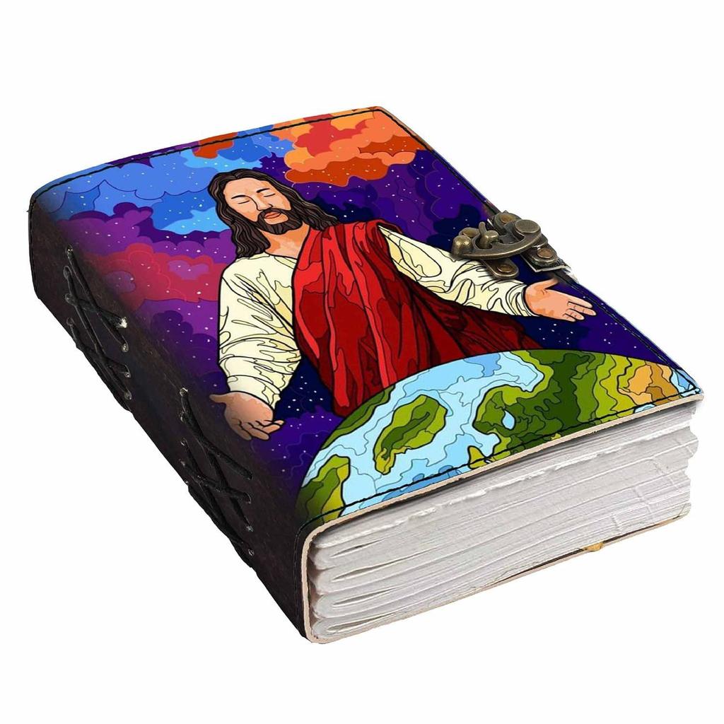Combo Leather Diary Leather Mother Earth Printed Diary    Leather Jesus Above Earth Portrait Diary