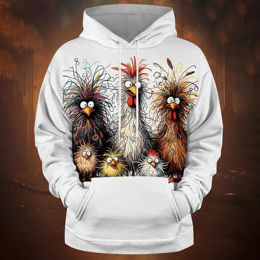Смешная мужская толстовка с капюшоном с принтом в виде животного и курицы, летняя повседневная футболка с коротким рукавом, уличная мода, толстовка с капюшоном, мужская свободная одежда