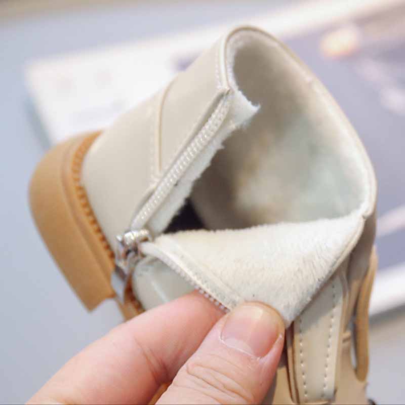 Осенне-зимние сапоги для девочек, детские ботинки принцессы с милым кроликом, нескользящая уличная обувь для малышей, теплые кашемировые сапоги для детей