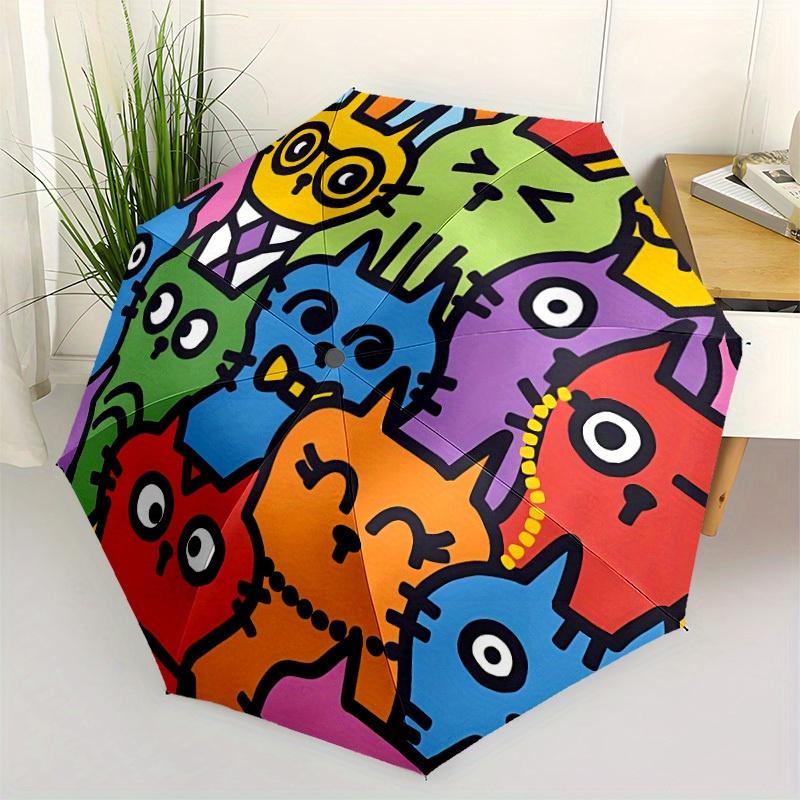 1pc Colorful Cats Automatic Opening/closing Umbrella with Auto Open/Close, Perfect Gift for Friends, Durable Plastic Handle yy250801160