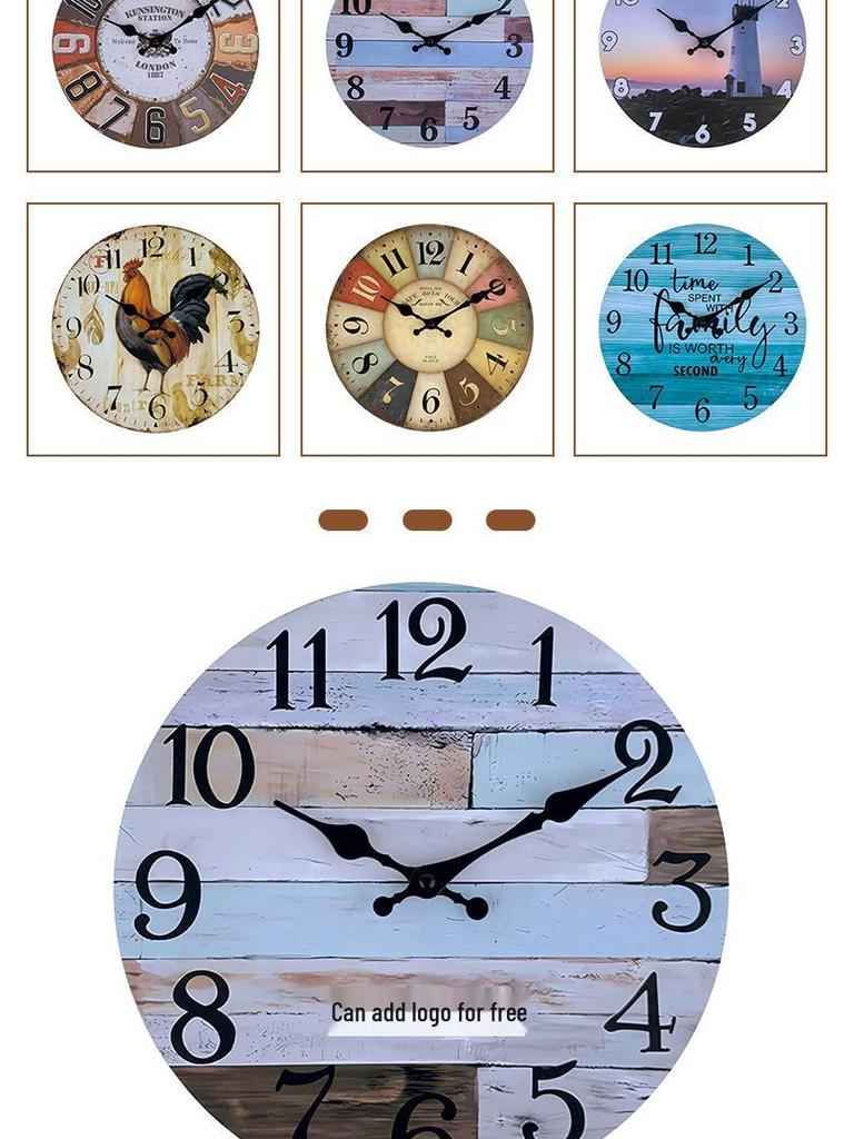10" Retro Religious Minimalist Wooden Wall Clock MDF Silent Decorative Clock