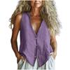 Women's Fashionable Sleeveless Solid Color V Neck Casual Loose Vest Top