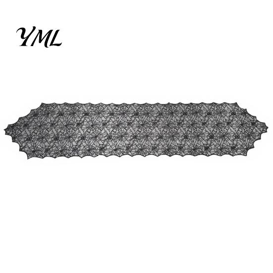 Decorative Table Accessories Spider Web Runner, Black Lace Gothic Tablecloth Cobweb Runner for Halloween Dining Decoration
