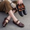 Fashion GKTINOO Genuine Leather Solid Color Belt Buckle Women's Shoes 2025 Autumn New Retro Versatile Tassel Round Toe Soft Sole Flats