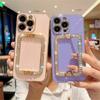 Metal Rhinestone Stand Electroplating Phone Case For IPhone 16 15 14 13 12 11 Pro Max XR 7 8 Plus SE2/SE3 Shockproof Back Cover